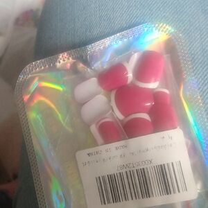 Pink and White Press-On Nails